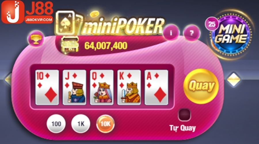 Mini Poker - 3 Bước Để Công Phá Game Bài Cực Đỉnh Cũng J88 1 Hướng dẫn tham gia chơi Mini Poker tại J88